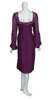 AZZARO PARIS Amethyst Silk Jeweled Dress $6900 8 NEW  