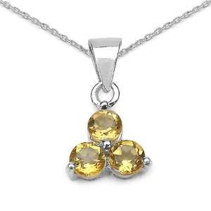  Sterling Silver Round cut Citrine Trio Necklace Jewelry