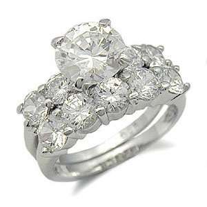 CZ Wedding Rings   Sterling Silver Cubic Zirconia Engagement Ring and 