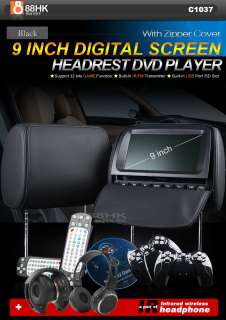 C1037 2x9 HD LCD In Car Pillow Headrest DVD Player p6  