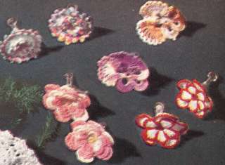 Vintage Crochet Pansy Flower Jewelry Earrings Pattern 4  