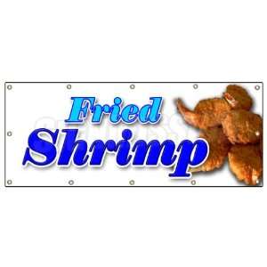  48x120 FRIED SHRIMP BANNER SIGN fry shrimps deep seafood 