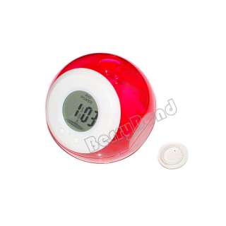 Eco friendly Ball Shaped LCD Display Water Power Clock Red New  