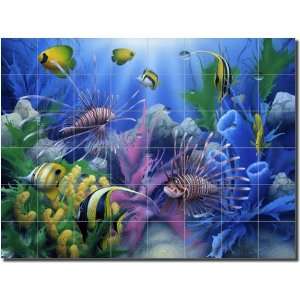 Lions of the Sea by David Miller   Artwork On Tile Ceramic Mural 25 