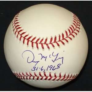 Denny McLain Autographed Baseball with 31 6, 1968 Inscription