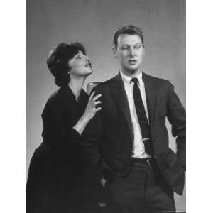  Nightclub Comedians Mike Nichols and Elaine May Doing Skit 