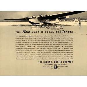  1937 Ad Glenn L. Martin Ocean Transport Airplane Plane 