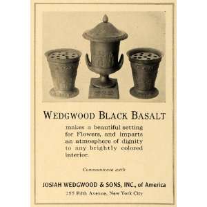  1920 Ad Josiah Wedgwood Black Basalt Flower Pottery NY 