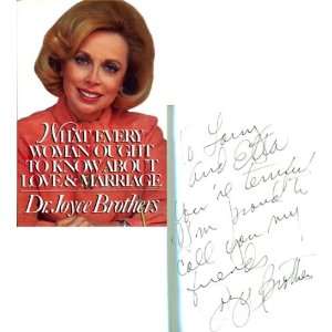  Dr. Joyce Brothers Autographed/Hand Signed What Every 