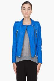 IRO Blue Leather Anabela Jacket