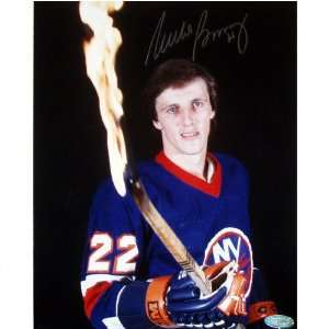 Mike Bossy New York Islanders   Stick on Fire   Autographed 16x20 