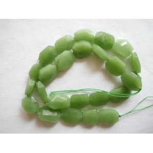  13 16mm faceted green jade flat oval beads 15.5