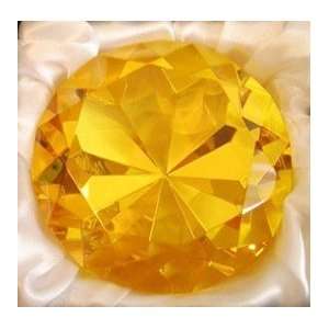 Oleg Cassini Yellow Crystal Elizabeth Round Cut Diamond Shape 