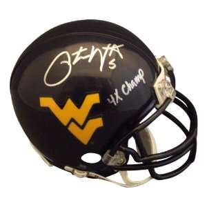 Pat White Autographed West Virginia Mountaineers Mini Helmet w/ 4x 