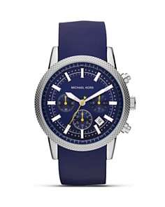 MICHAEL Michael Kors Mens Round Blue Silicone Sport Watch, 43mm