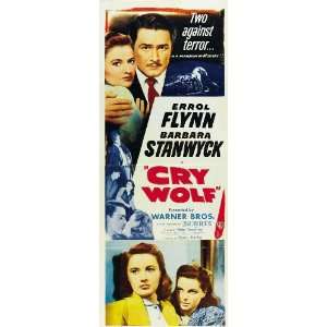   Wolf Poster Insert 14x36 Errol Flynn Barbara Stanwyck Richard Basehart