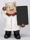 Fat Pig Chef Waving w/ Menu Chalkboard 19x15 Statue Figural Decor