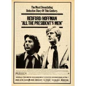  Presidents Men Film Dustin Hoffman Robert Redford   Original Print Ad
