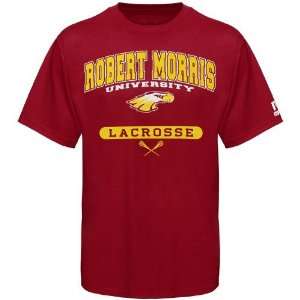  NCAA Russell Robert Morris Eagles Red Lacrosse T shirt 