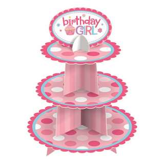 FIRST BIRTHDAY CUPCAKE STAND~GIRL, HAPPY BIRTHDAY PARTY, NEW, FREE 