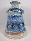 Signed Studio Art Pottery Blue Drip Glaze Bell Shaped C