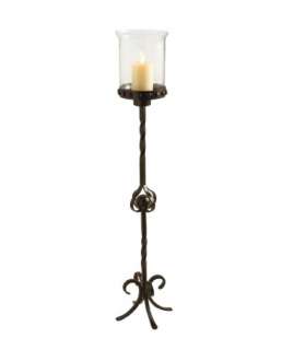 Rustic Black Large Floor Candle Holder with Hurricane  