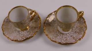   , Vintage Gilded Porcelain Demitasse Cups & Saucers, marked FOREIGN