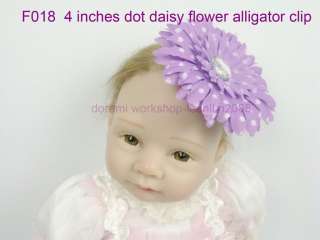 10 polka dot gerbera daisy flower baby hair bow clips for headband hat 