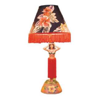   Design Vintage Hula Girl Lamp 27 w/ Floral Shade # 50001  