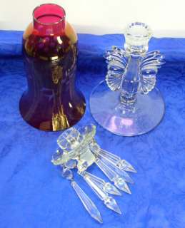   Glass Maya Candlestick Bobeche Prisms Lustre Hurricane Candle Holder