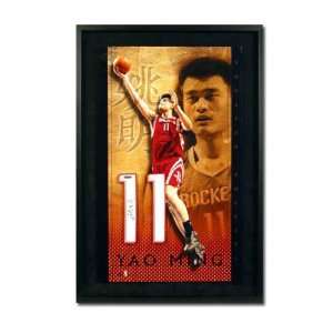 Yao Ming Autographed Houston Rockets Away/Red Jersey Numbers Piece 