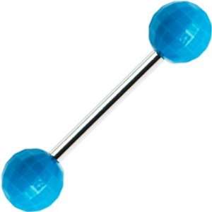  Blue Neon Disco Ball Barbell Tongue Ring Jewelry