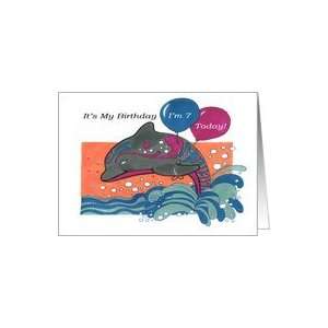  Dolphin Kids 7th Birthday Party Invitation Card Toys 