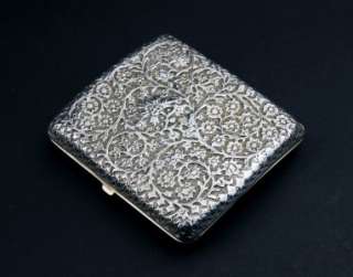   INDIAN KUTCH SOLID SILVER HAND CRAFTED CIGARETTE CASE c.1880  