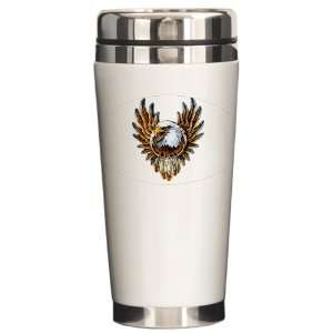  Ceramic Travel Drink Mug Bald Eagle with Feathers 