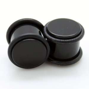 Black Acrylic Plain UV Double O Ring Ear Gauges Plugs ~ 11/16 ~ 18mm 
