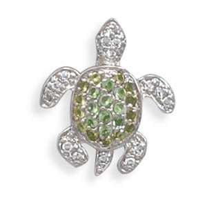  Rhodium Plated CZ Turtle Slide Jewelry