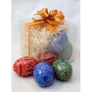  Set of 3 Wooden Easter Eggs, Hand Painted Ukrainian Eggs 