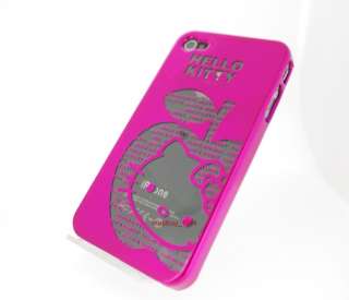 Hello Kitty Chrome Hot Pink Hard Case Cover For iPhone4  