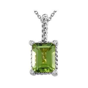   cttw Genuine Peridot Pendant by Effy Collection® in 14 kt White Gold