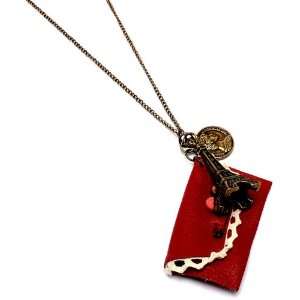 Paris Eiffel Tower Charm with Red Mini Wallet Antique Design Fashion 