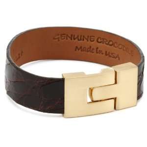    Leighelena Jigsaw Chocolate Crocodile Thin Cuff Bracelet Jewelry