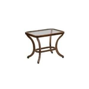   Frosted Glass Top Patio End Table Twilight Gold Finish