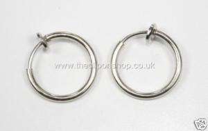 AMAZING small COMFY CLIP ON hoops SILVER HOOP EARRINGS  