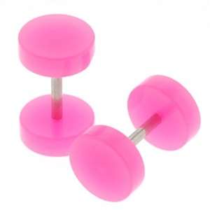  Pink Acrylic Fake Plugs   0G   16G Ear Wire   Sold as a 