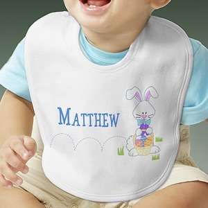  Personalized Easter Baby Bib   Hopping Easter Bunny Baby