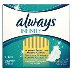  Always Infinity Maxi Pads with Wings   Regular, 18 ct 