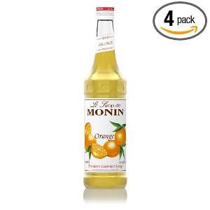 Monin Flavored Syrup, Orange, 33.8 Ounce Plastic Bottles (Pack of 4 