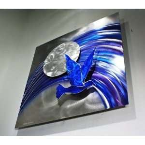 Metal Bird Wall Sculpture, Metal Wall Art Moon, Alex Kovacs Style by 