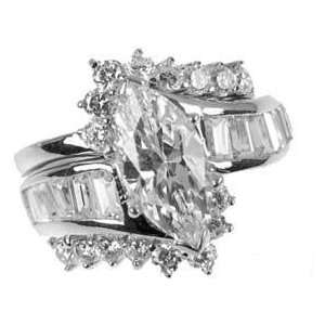   Fancy 2 Piece Set Engagement Ring Marquise Shape Created Gems Jewelry